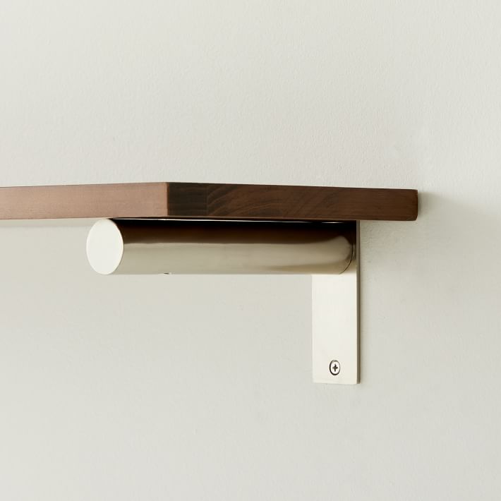 Linear Cool Walnut Wood Wall Shelves with Jordan Brackets West Elm