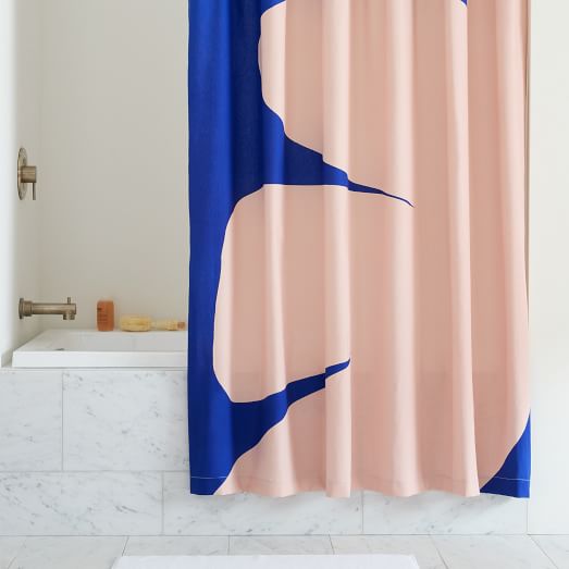 Modern Floral Colorblock Shower Curtain West Elm