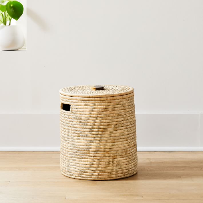 Global Goods Partners Handwoven Jute Laundry Basket with Lid