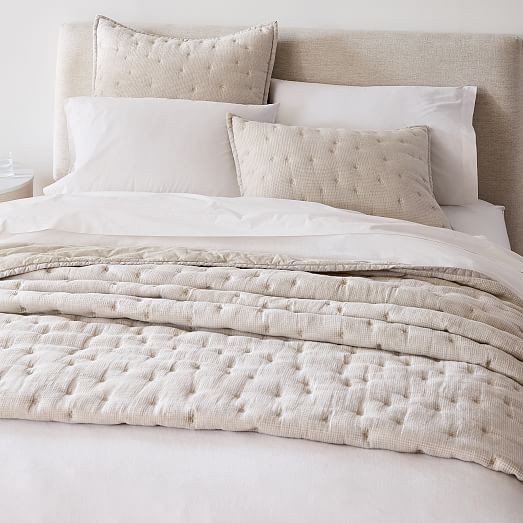 European Flax Linen Waffle Quilt & Shams | West Elm