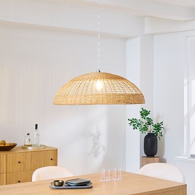 West elm rattan on sale weave pendant