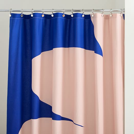 Modern Floral Colorblock Shower Curtain West Elm