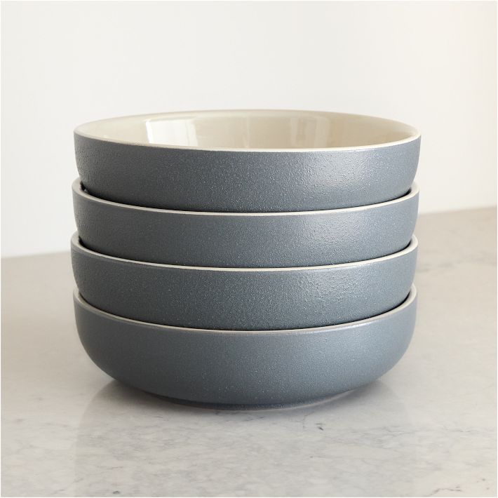 Kaloh Stoneware Pasta Bowl Sets: Anchor Gray