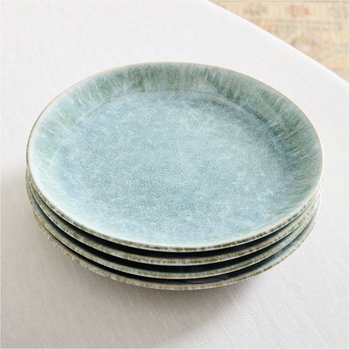 Reactive Glaze Stoneware Dinner Plates - Set of 4 (Celadon)