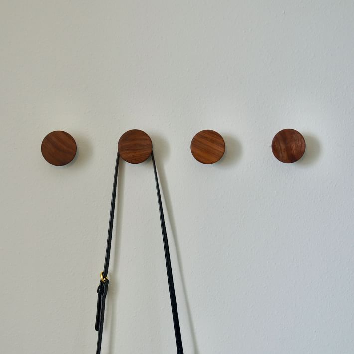 Large Beech Wood Wall Mounted Coat Hook With Leather Strap
