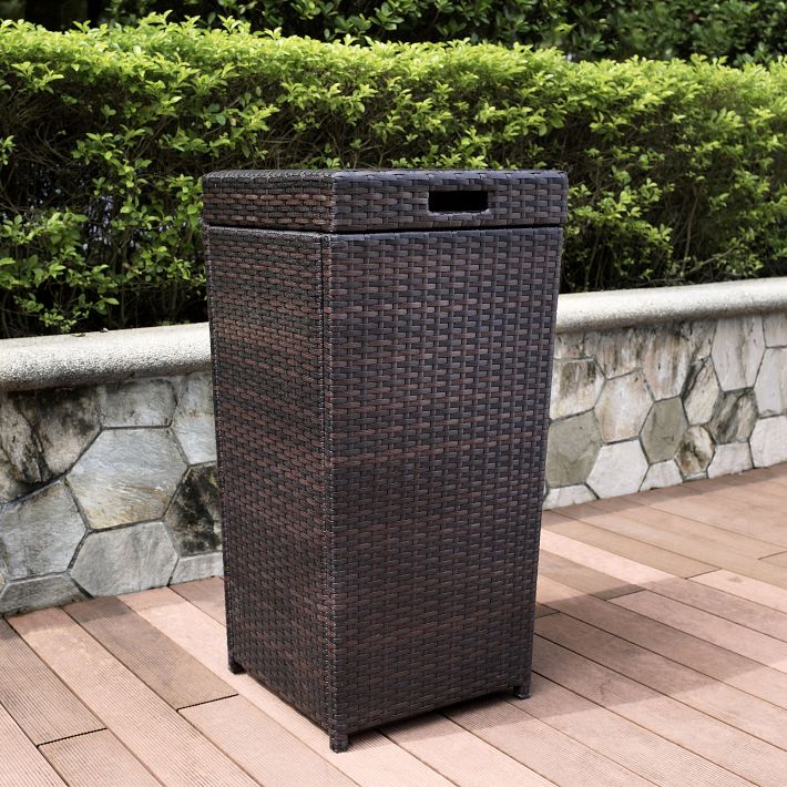 Patio Garbage Waste Trash Can Bundled w/ Patio Cooler w/ Cabinet & Wire  Basket