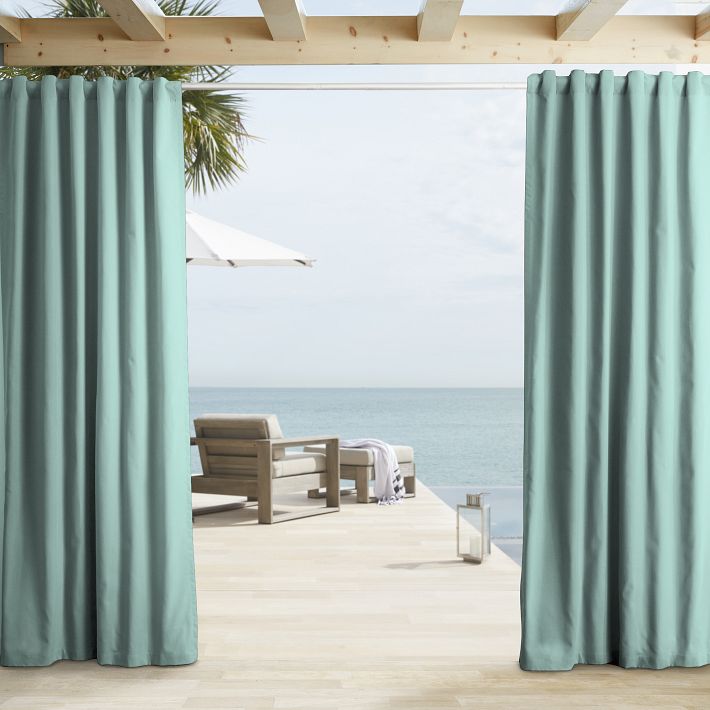 Outdoor Solid Curtain, Light Gray, 48x84, West Elm