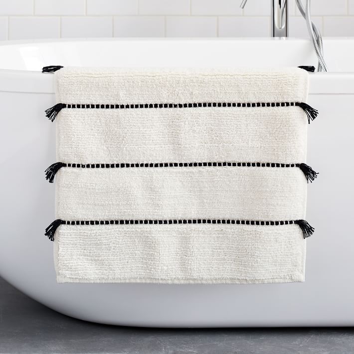 Organic Tassel Stripe Bath Mat