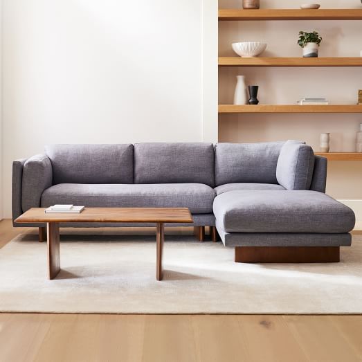 Anton 3 Piece Chaise Sectional Wood Legs | Sofa With Chaise | West Elm