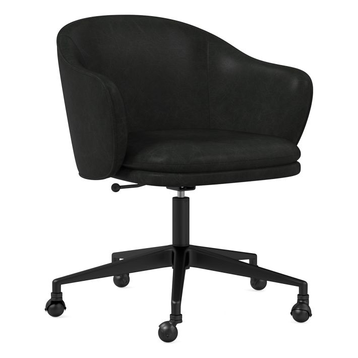 Wayne Leather Swivel Office Chair w/ Arms West Elm