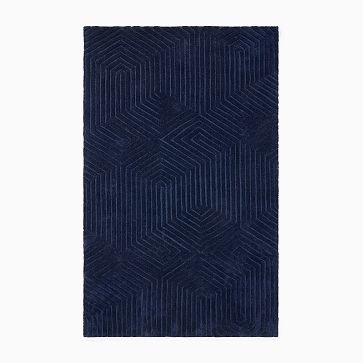 Royal Blue Color Rugs Tencel Ultra-soft Hand Knotted in India 5' X