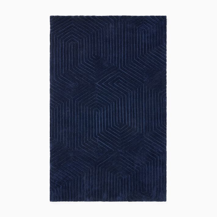 Royal Blue Color Rugs Tencel Ultra-soft Hand Knotted in India 5' X