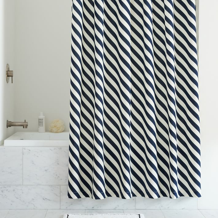 KULE Bias Stripe Shower Curtain