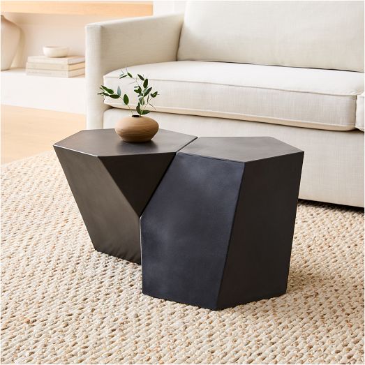 Simple Modern Gray Yellow and Black Geometric Coffee Table by