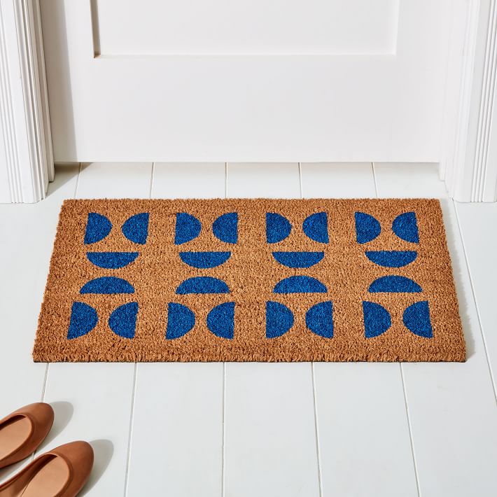 Nickel Designs Hand-Painted Doormat - Blue Shapes