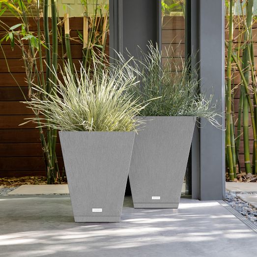 Faceted Modern Fiberstone Indoor/Outdoor Planters