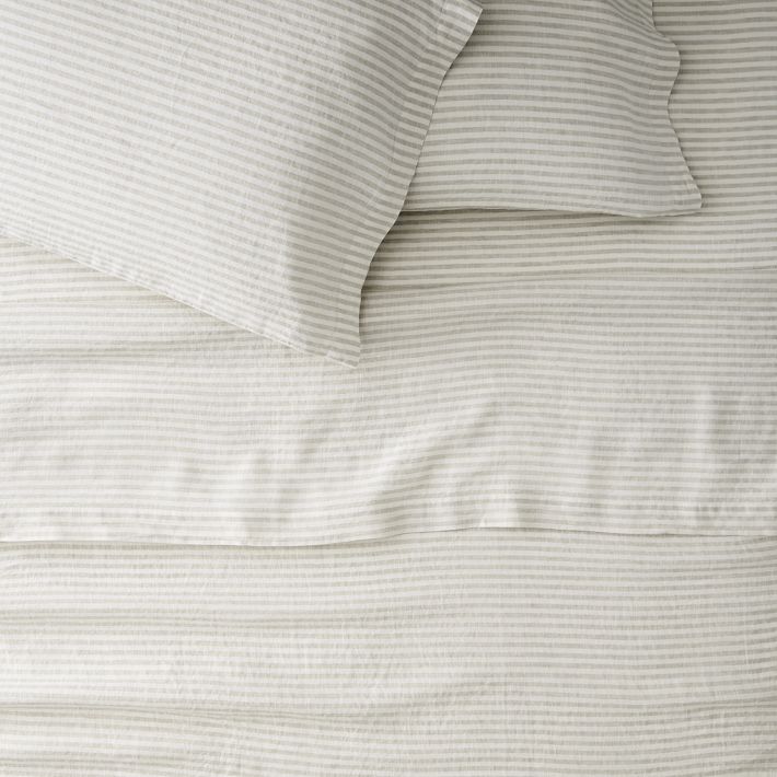 European Flax Linen Classic Stripe Sheet Set & Pillowcases