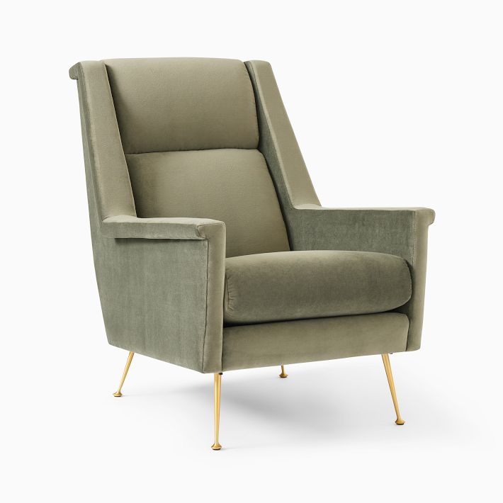 West Elm - Carlo High-Back Mid-Century Chair - Metal Legs