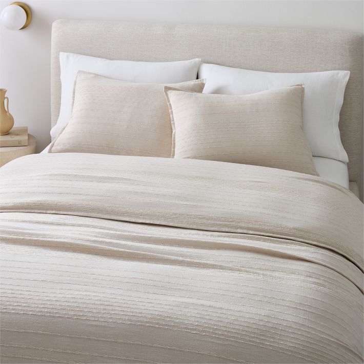 Reese Linen Cotton Duvet Cover & Shams - Sand, Size Full/Queen