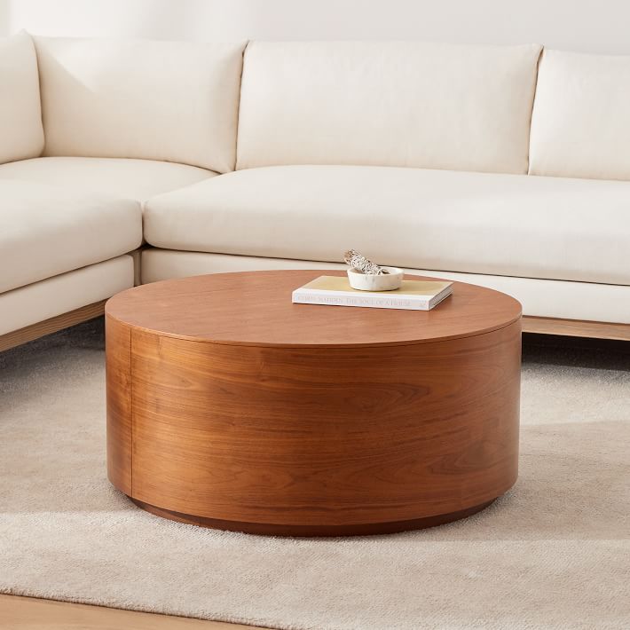 Round drum deals wood coffee table