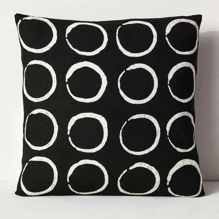 Sadza Batik Circles Pillow Cover - Black