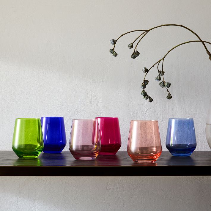 Estelle Colored Glass Stemless Wine Glass (Set of 6)