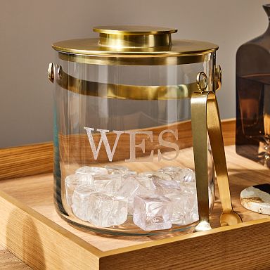 Extra Large Ice Bucket with Lid and Ice Scoop , Natural Teak