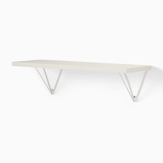 Linear White Lacquer Wall Shelves with Prism Brackets West Elm