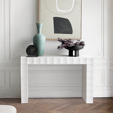 West Elm Inspired Console Table Real Wood Entryway Table 