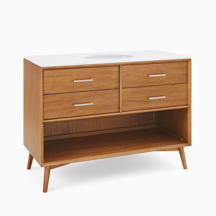 MidCentury Open Storage Single Bathroom Vanity (24"49") Acorn