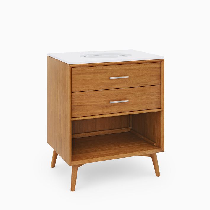 MidCentury Open Storage Single Bathroom Vanity (24"49") Acorn