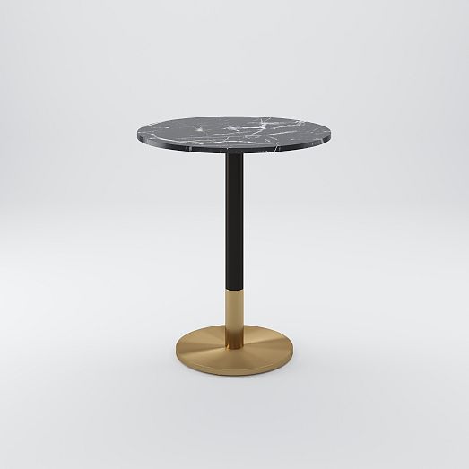 Round Faux Marble Restaurant Bar Table - Orbit Base | West Elm