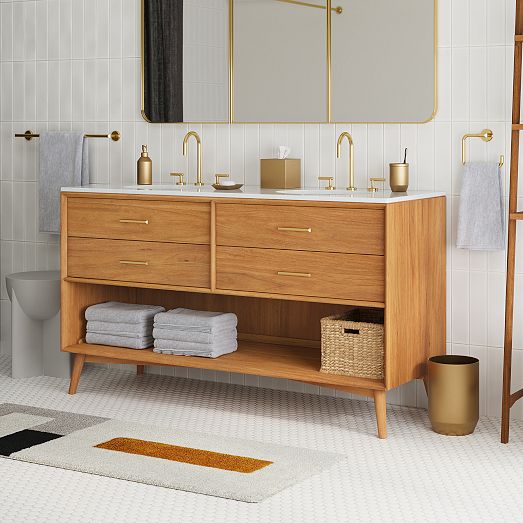 MidCentury Open Storage Double Bathroom Vanity (63") Acorn West Elm