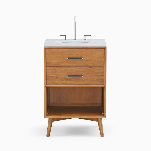 MidCentury Open Storage Single Bathroom Vanity (24"49") Acorn
