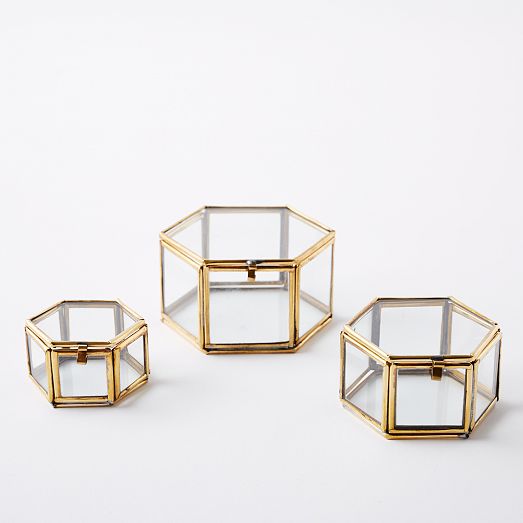 Nesting Glass Shadow Boxes – Hexagon (Set of 3), Jewelry Organization ...