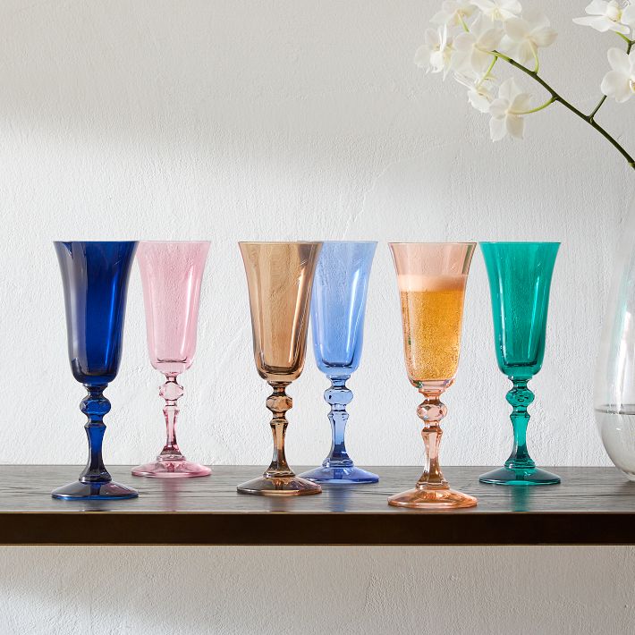 Estelle Colored Glass Regal Flute Glass (Set of 6)