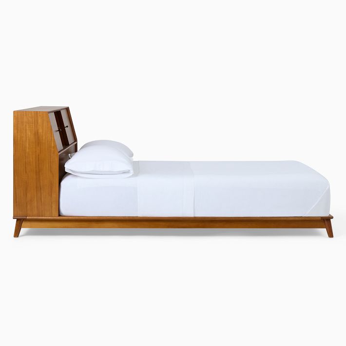 Mid-Century Headboard Storage Platform Bed | West Elm