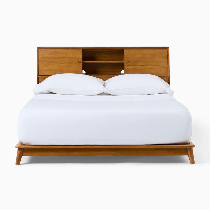 Mid-Century Headboard Storage Platform Bed | West Elm