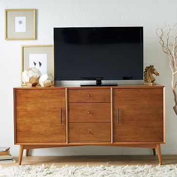 West elm natural wood 2024 media console