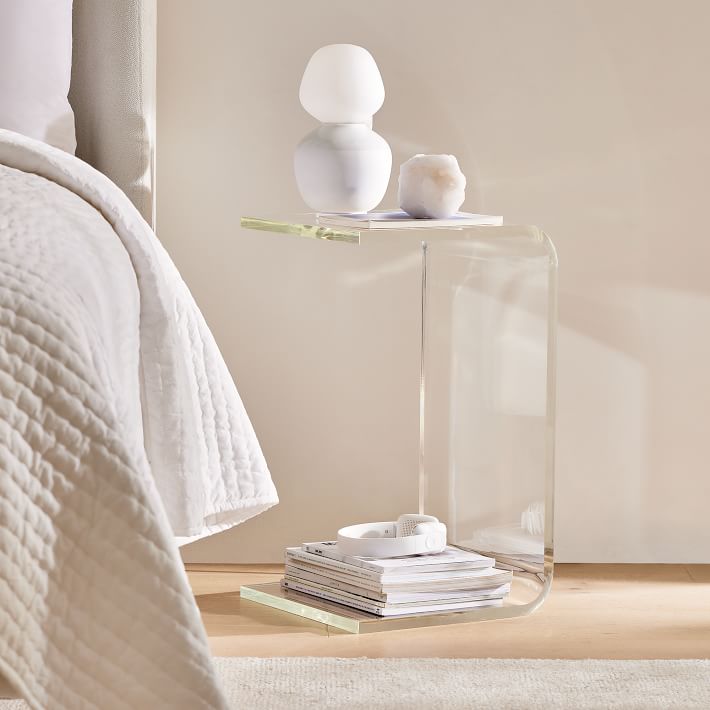 Clear Acrylic Nightstand with 1 Clear Storage Drawer
