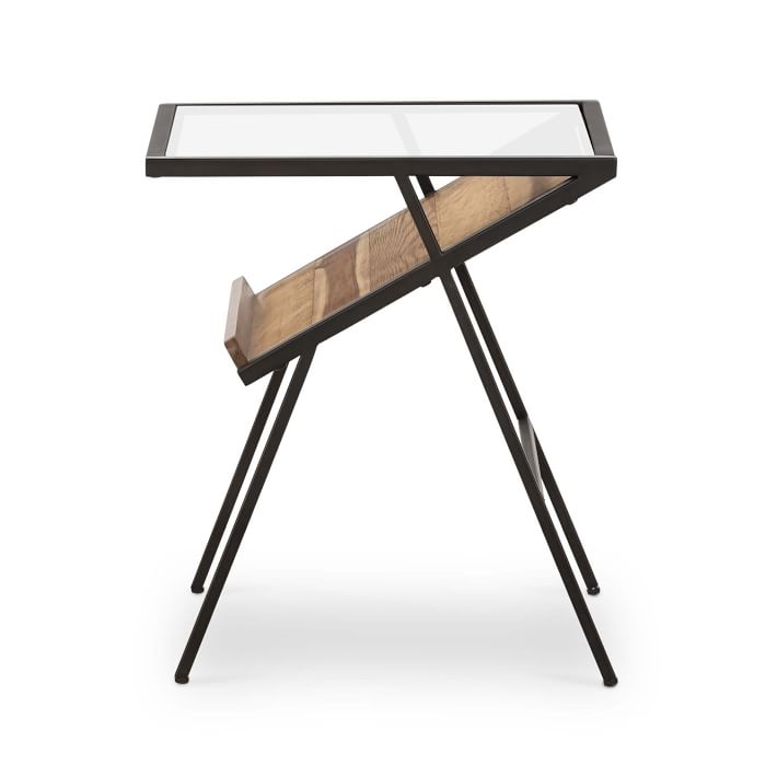Mixed Wood & Glass Side Table West Elm