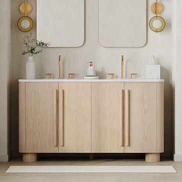 Traveler bathroom vanity 32. Bathroom cabinet leather upholstered