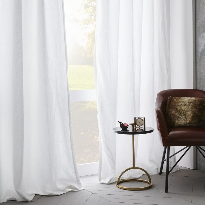 Custom Size European Flax Linen Blackout Curtain White West Elm