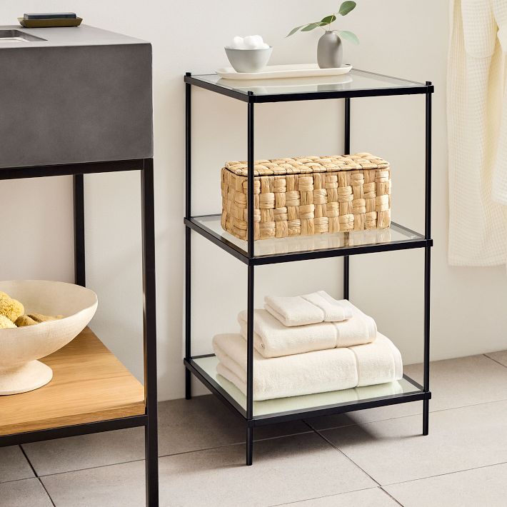3 Tiers Gold Freestanding Storage Bathroom Shelves with Handles