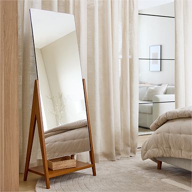 Standing wooden mirror  Mirror decor living room, Freestanding