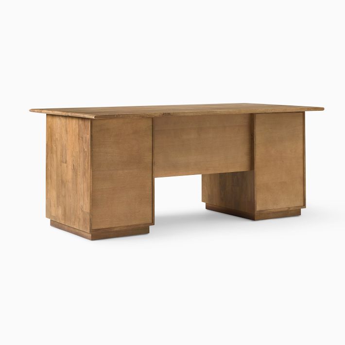 ✓ Plana Wood Veneer Executive Desk w/Modesty Panel