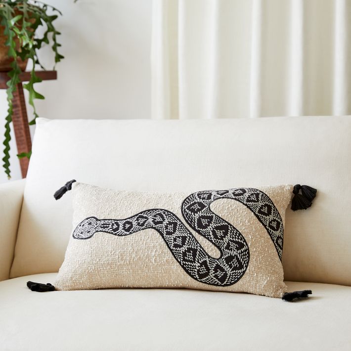 Pillow Decor - Snake Print Cotton Large Throw Pillow