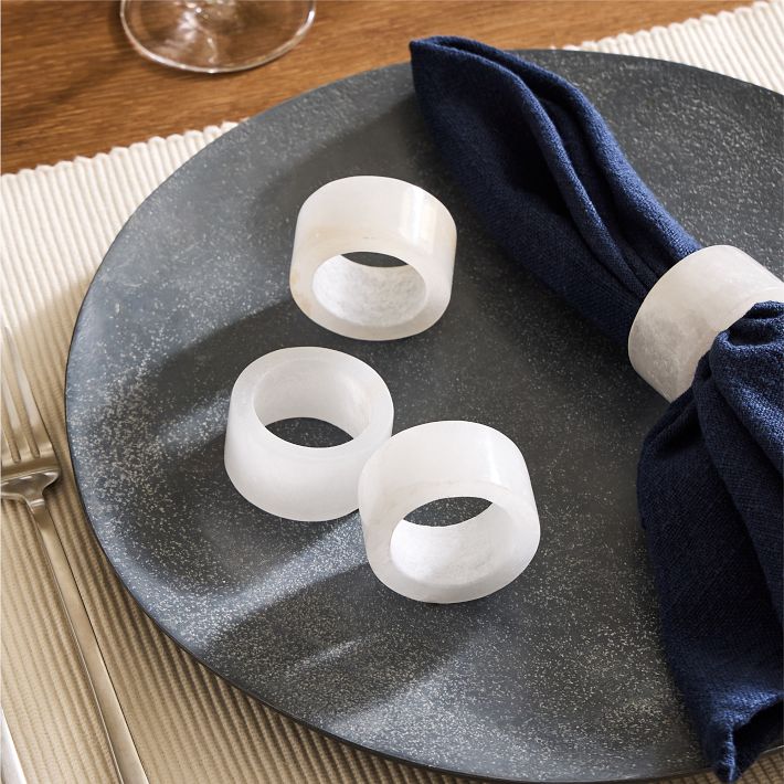 Grooved Wood Napkin Ring Sets