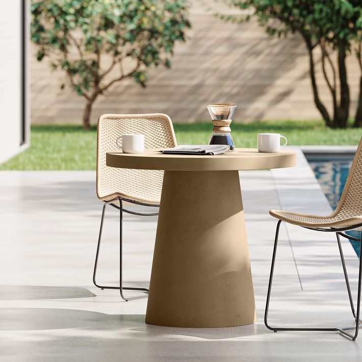 Textured Concrete Outdoor Pedestal Bistro Table 32