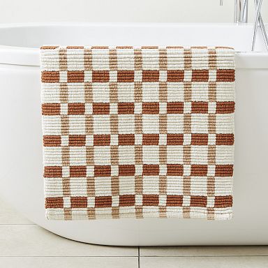 DH 17 x 24 Chenille Bath Rug Bathroom Rug Bath Mat Large Woven Design Braided Soft Pattern Non Skid Backing 17 x 24 / Golden Red